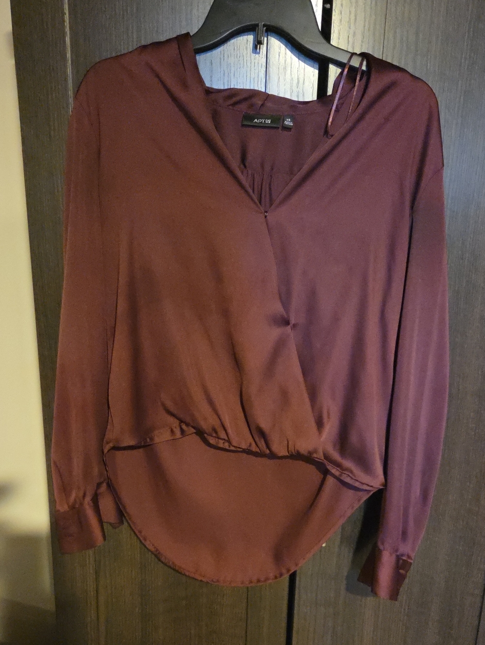 Apt. 9 Women's Burgundy Satin Wrap-Style Blouse